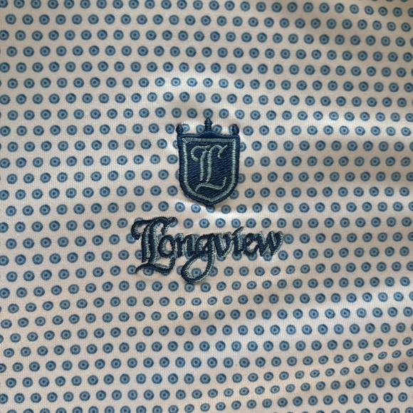 Johnnie O Polo Shirt Men's Xl Blue/White Golf Print Longview Logo - Picture 4 of 8